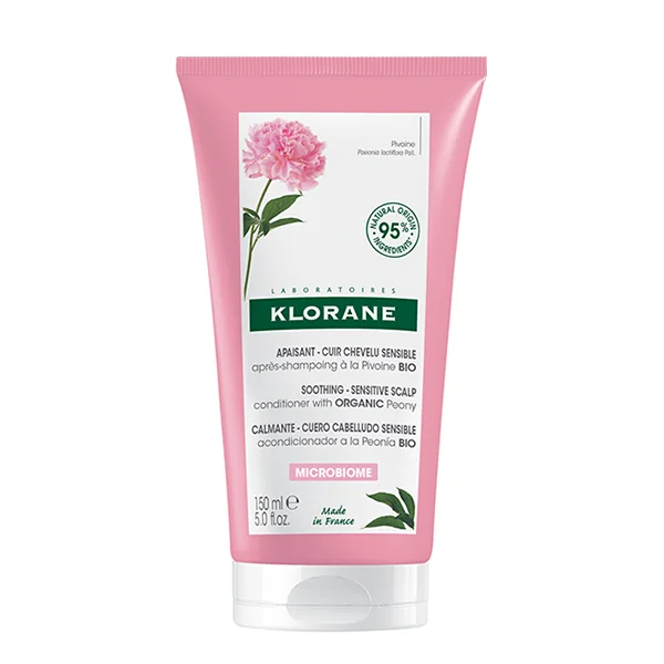 KLORANE Balzam na vlasy s BIO pivóniou 1×150 ml, šampón na citlivú a podráždenú vlasovú pokožku