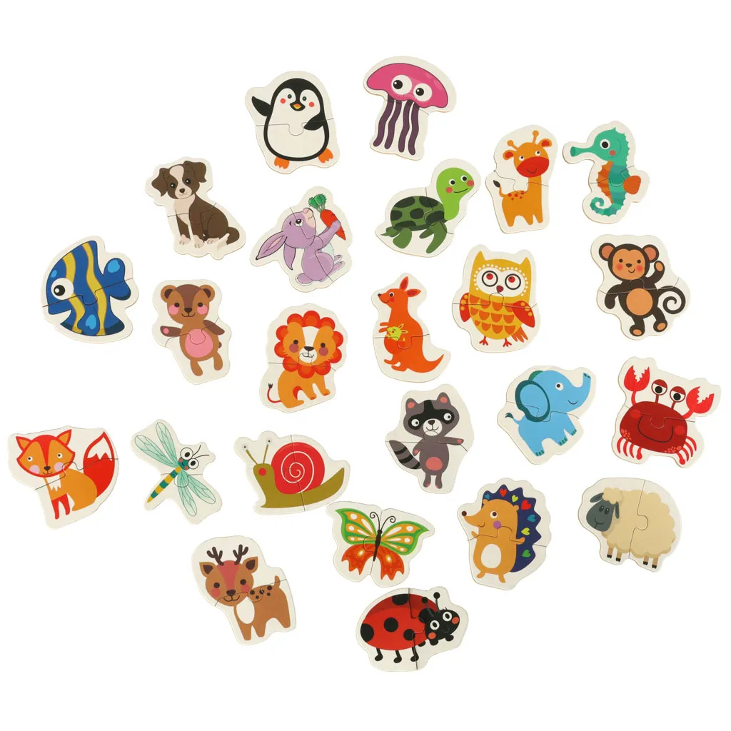 Puzzle pre deti v plechovej krabičke, 24 dielikov, zvieratká