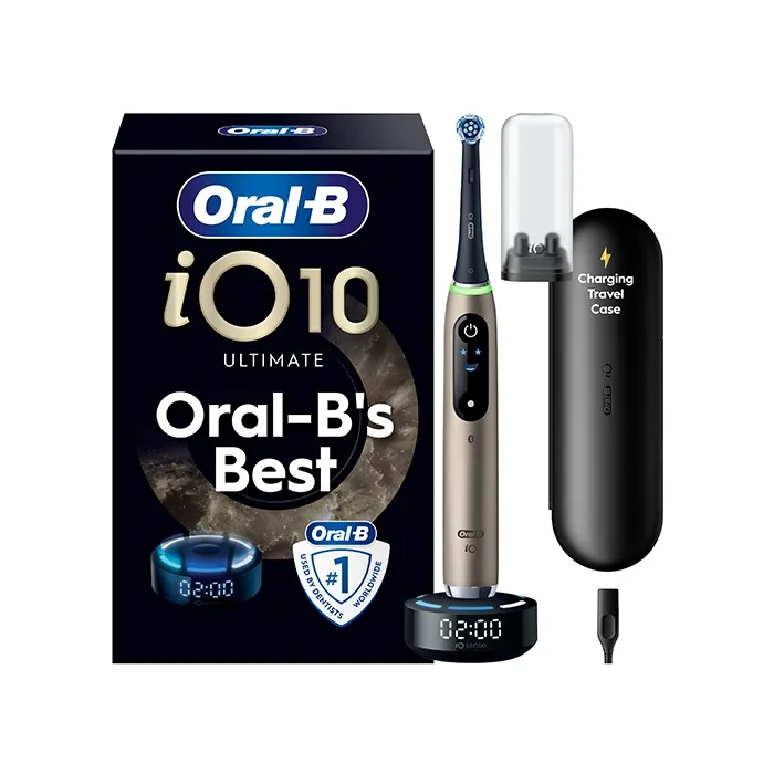 Oral-B iO10 elektrická zubná kefka Lunar Gold, 1 kefková hlava + 1 nabíjacie cestovné puzdro 1 set