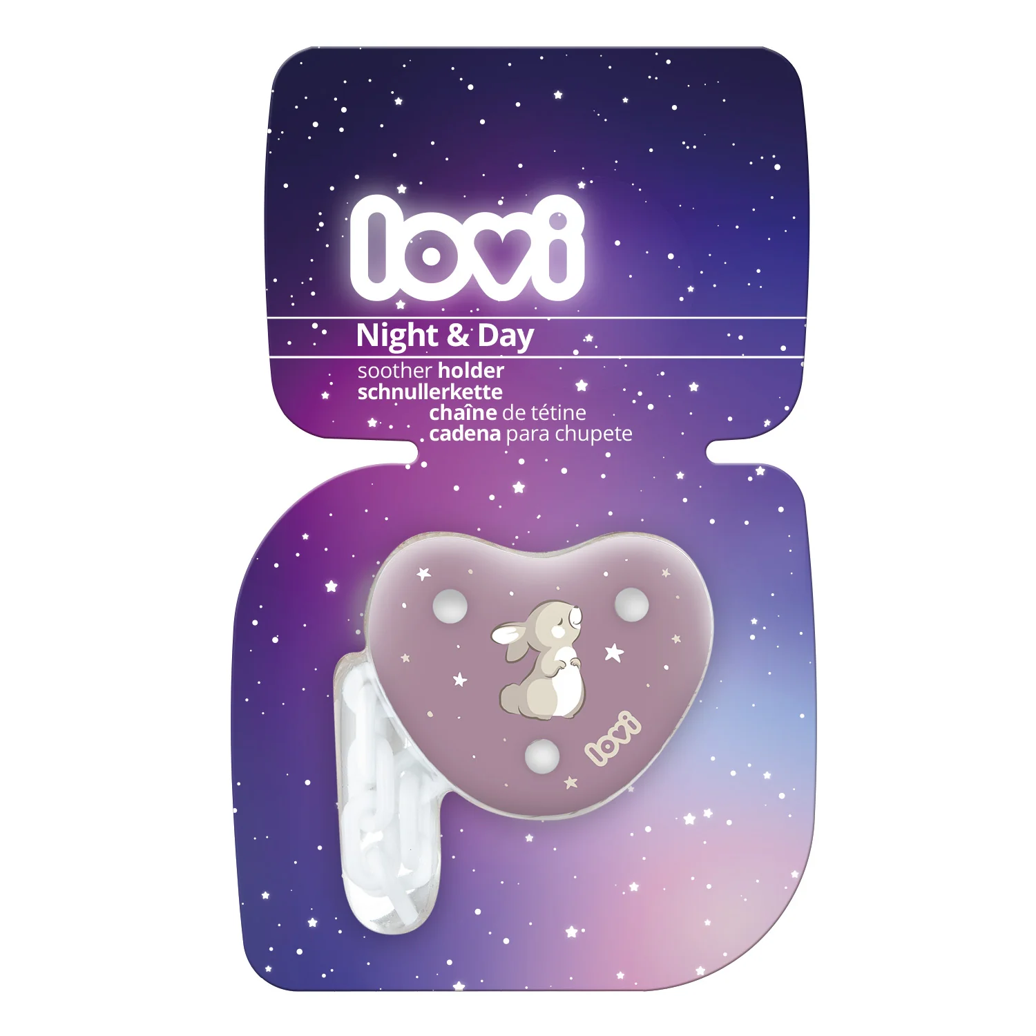 LOVI Retiazka na cumlík Night&Day girl 1×1ks, retiazka na cumlík