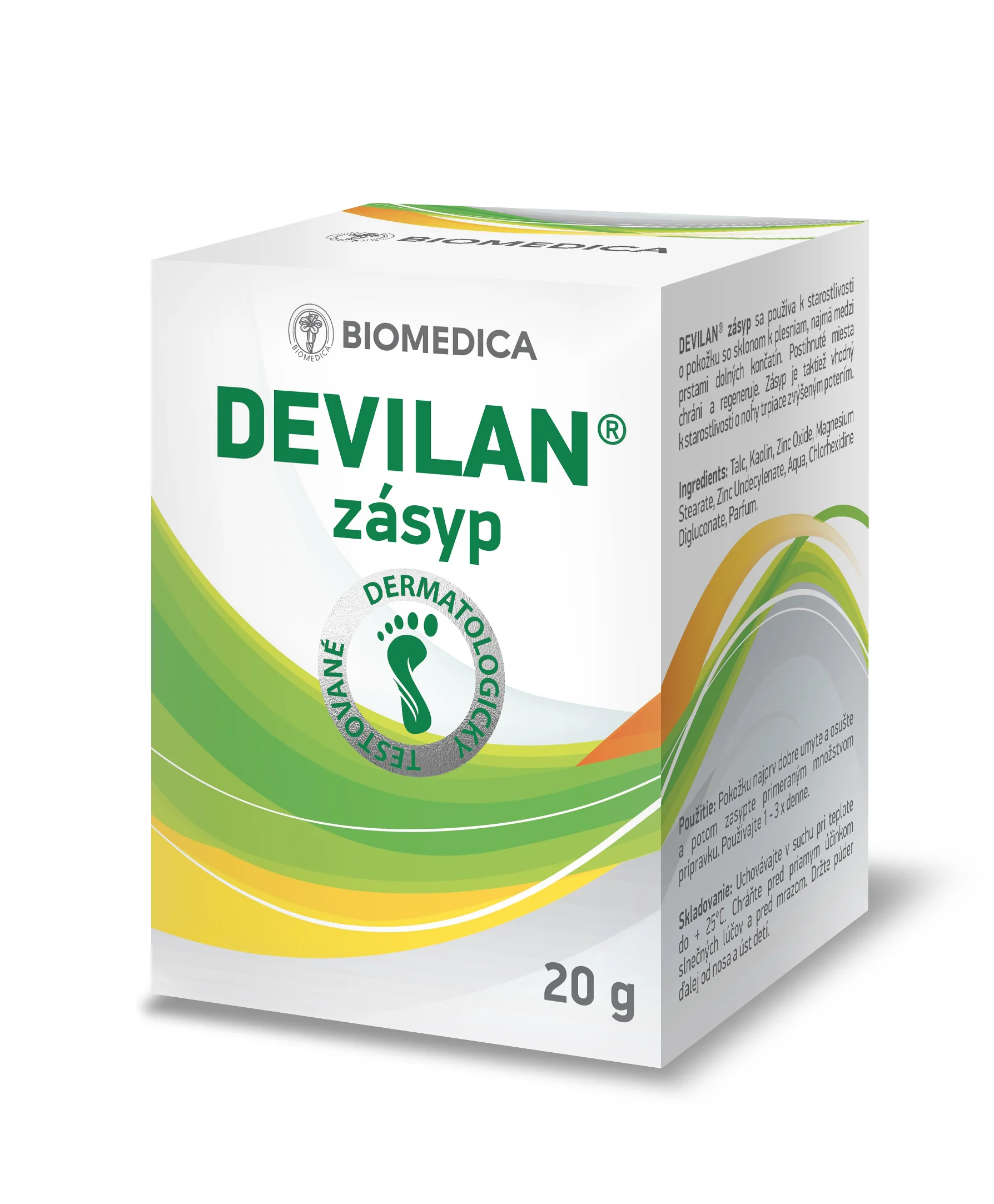 BIOMEDICA DEVILAN zásyp 1×20 g, zásyp na nohy