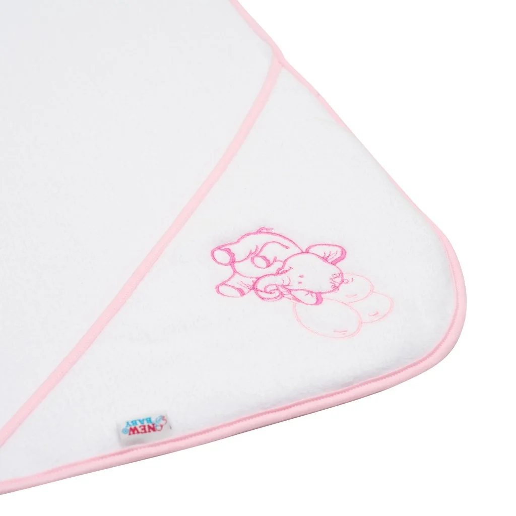 Detská froté osuška s výšivkou a kapuckou New Baby 100x100 biela