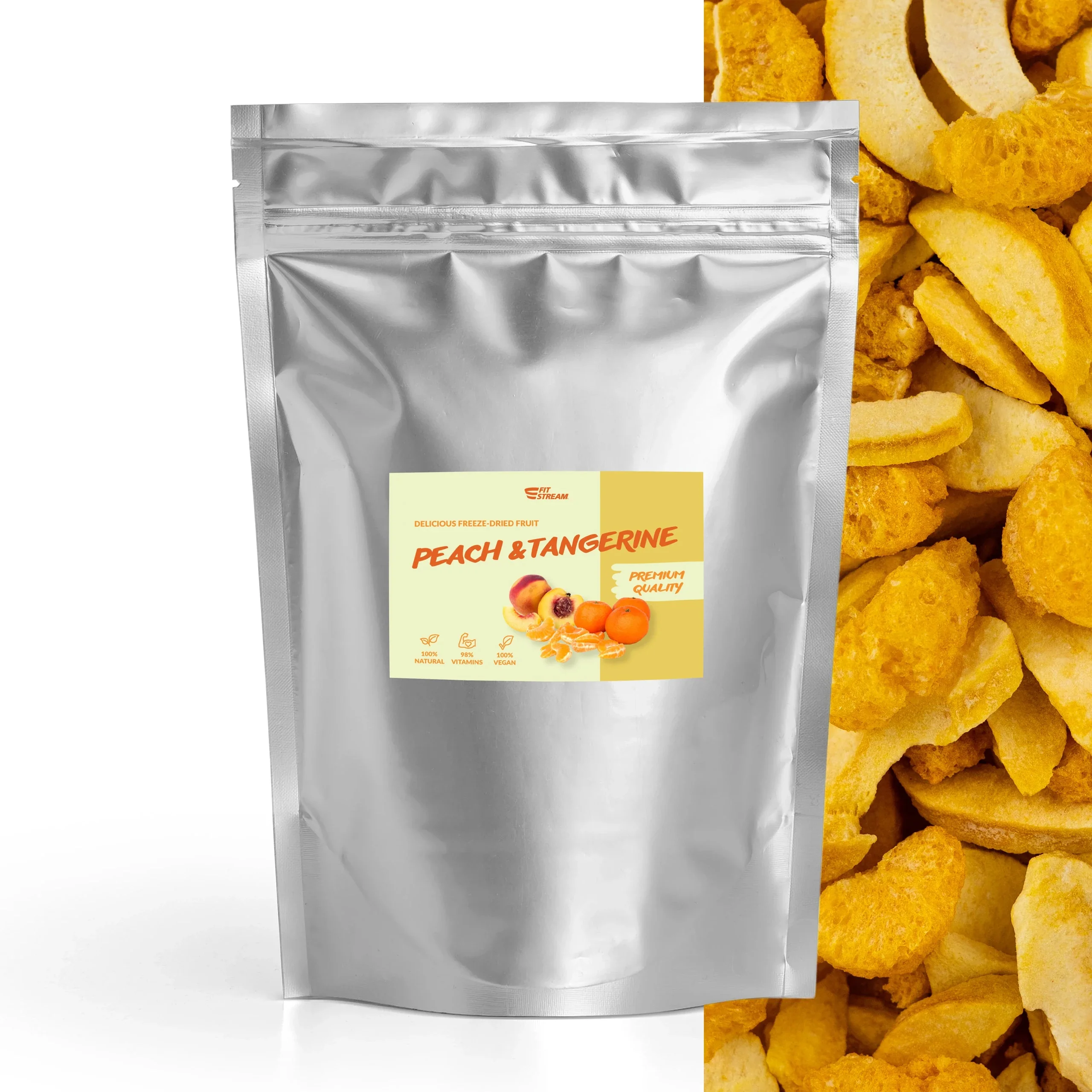 FitStream lyofilizované ovocie - Broskyňa a mandarínka (400g)