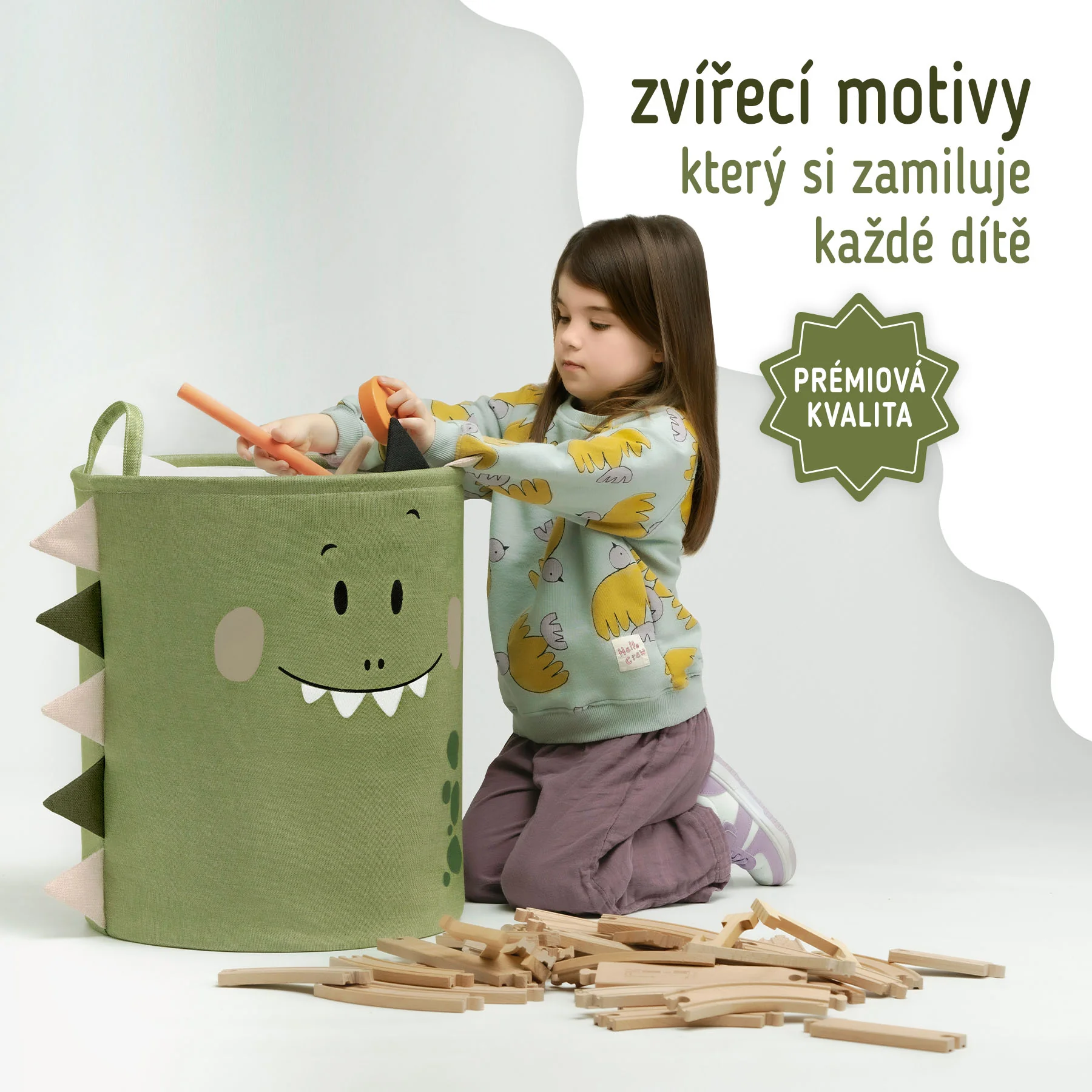 SIPO Premium kôš na hračky XL so šnúrkou, skladací, 63 l, Dino