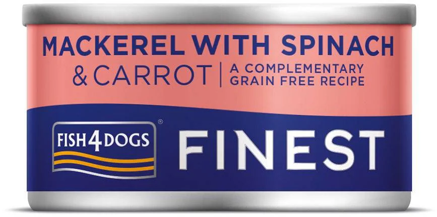 FISH4DOGS Konzerva pre psy Finest s makrelou, mrkvou a špenátom 85g 1×85 g, konzerva pre psy