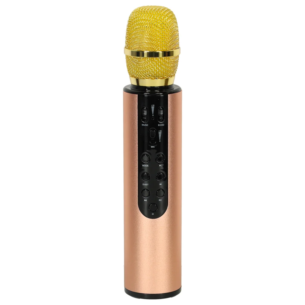 Bezdrôtový karaoke mikrofón detský, Bluetooth, 5 W, zlatý