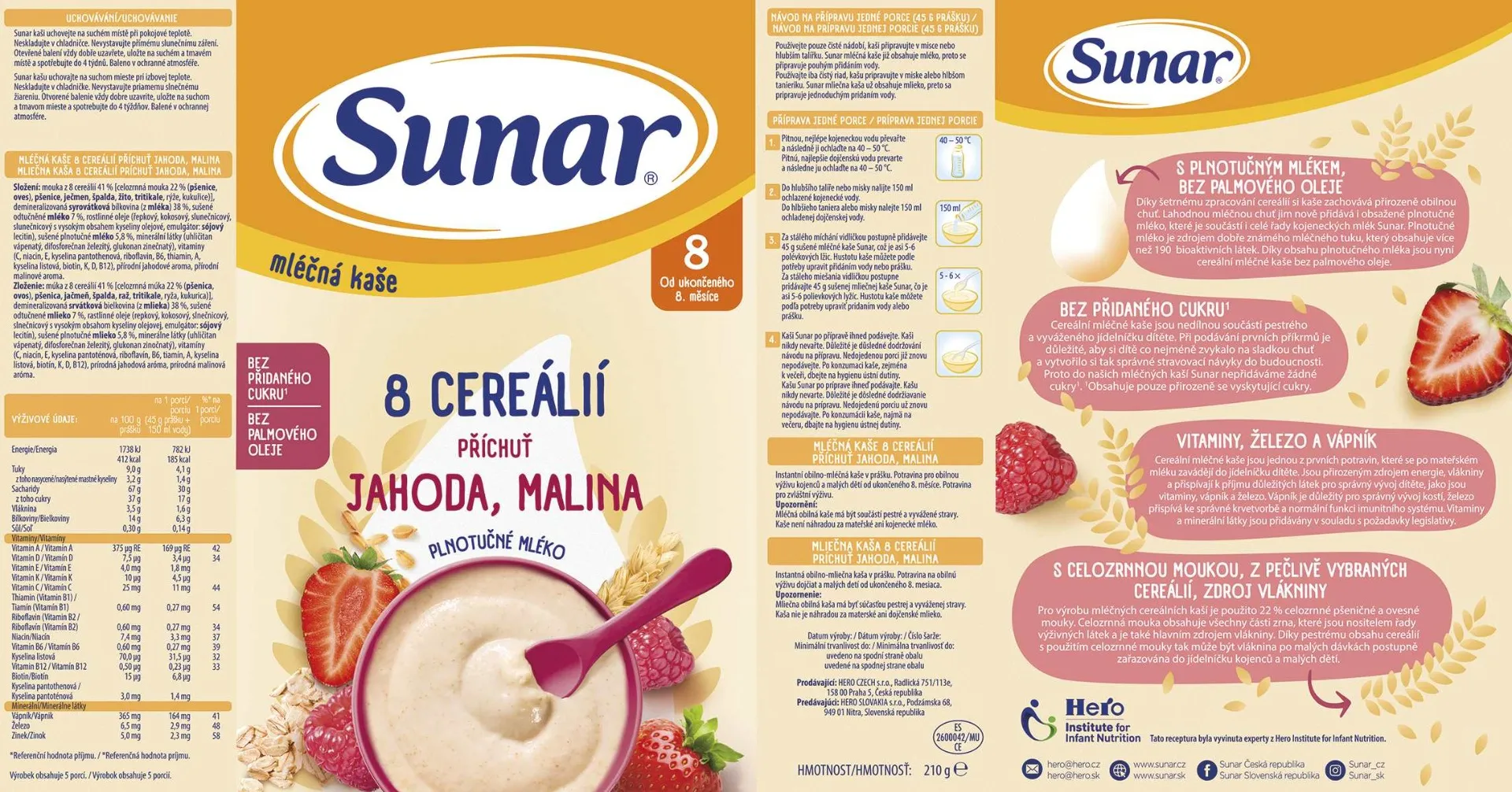 Sunar mliečna kaša krupicová príchuť vanilka na dobrú noc 340 g 1×340 g, instantná, obilno-mliečna kaša, od ukončeného 6. mesiaca