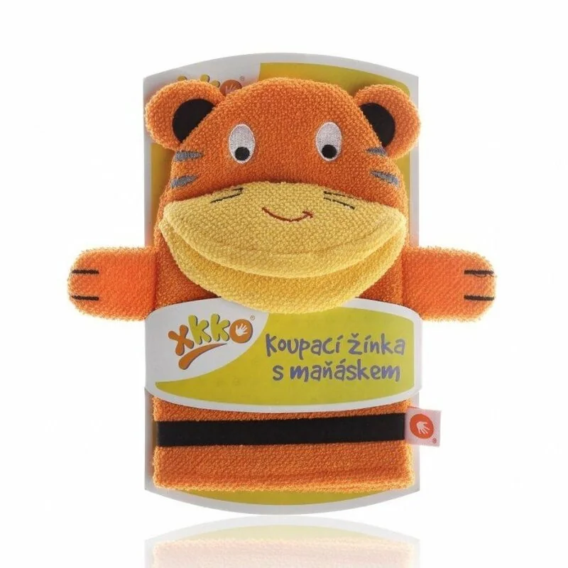 XKKO Rukavica na kúpanie s bábkou - Tiger 1×1 ks, rukavica na kúpanie