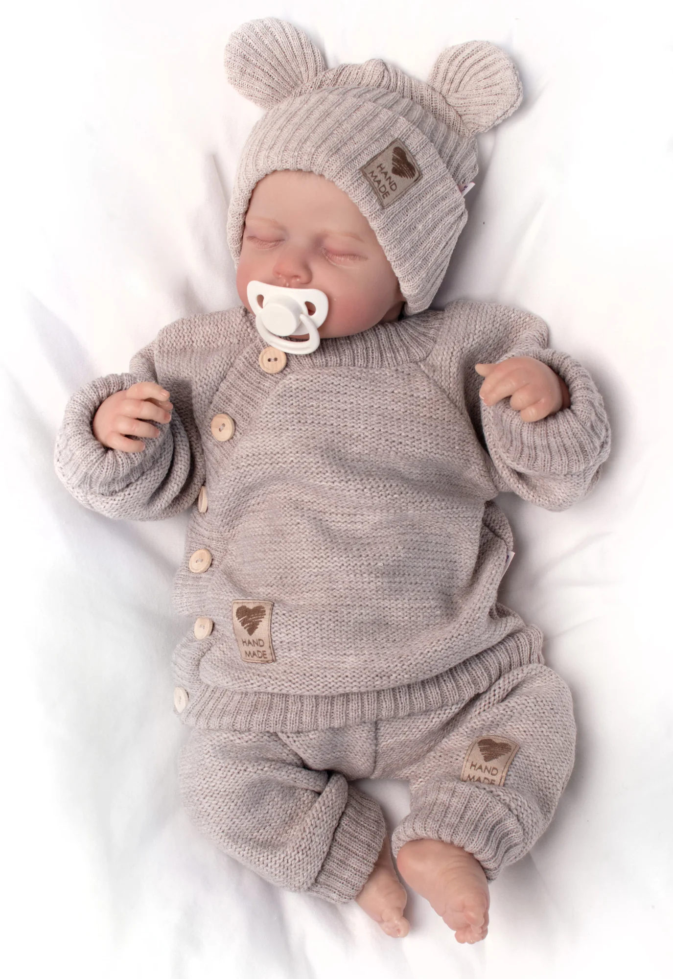 Detský pletený svetrík s gombíkmi, zap. bokom, Handmade Baby Nellys, béžový, veľ. 80/86