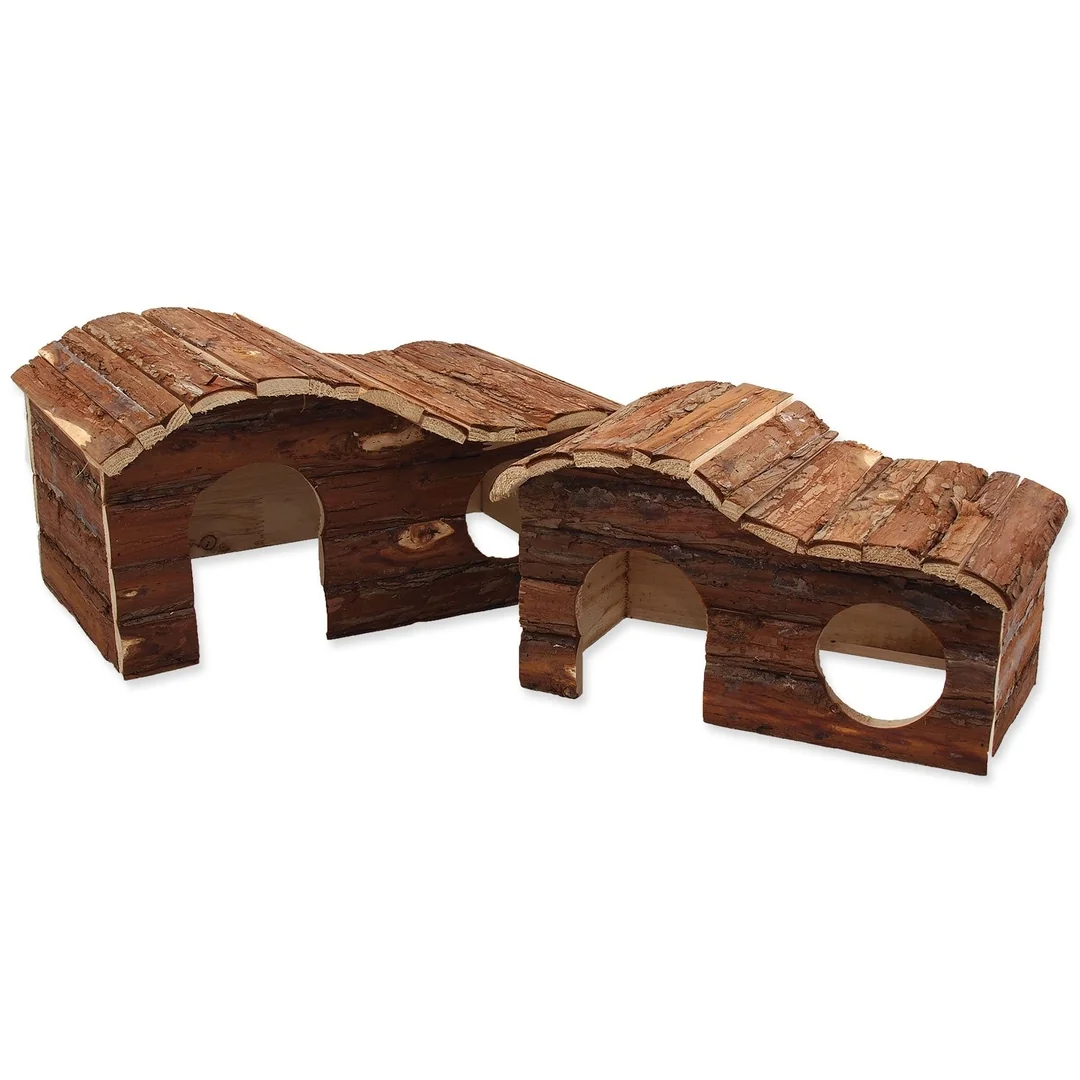 Domček Small Animals Kaskada drevený s kôrou 43x28x22cm