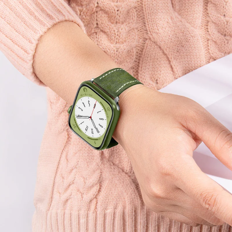 BStrap Denim remienok na Apple Watch 42/44/45mm olive green