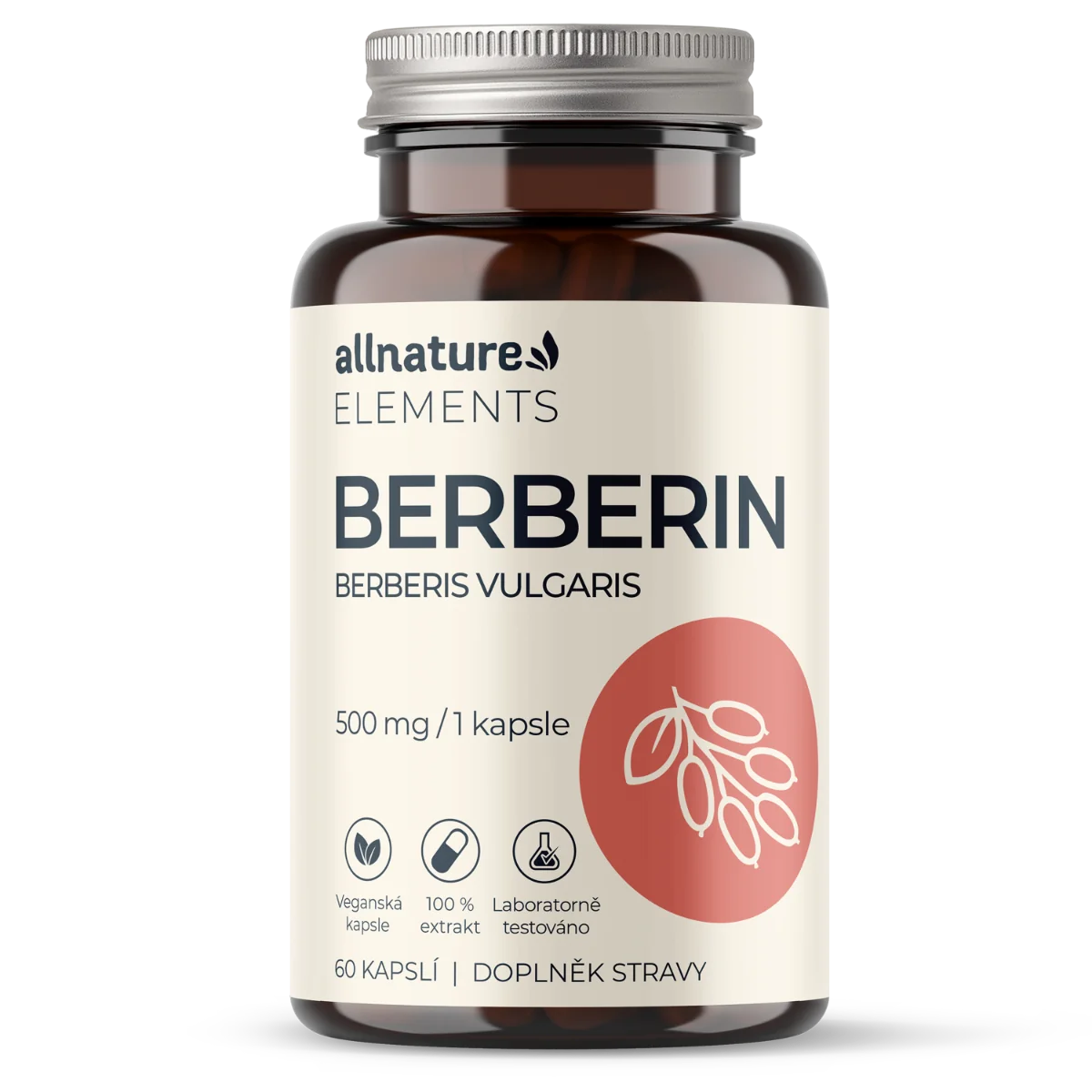 Allnature BERBERÍN extrakt 98% 500 mg 1×60 cps, výživový doplnok