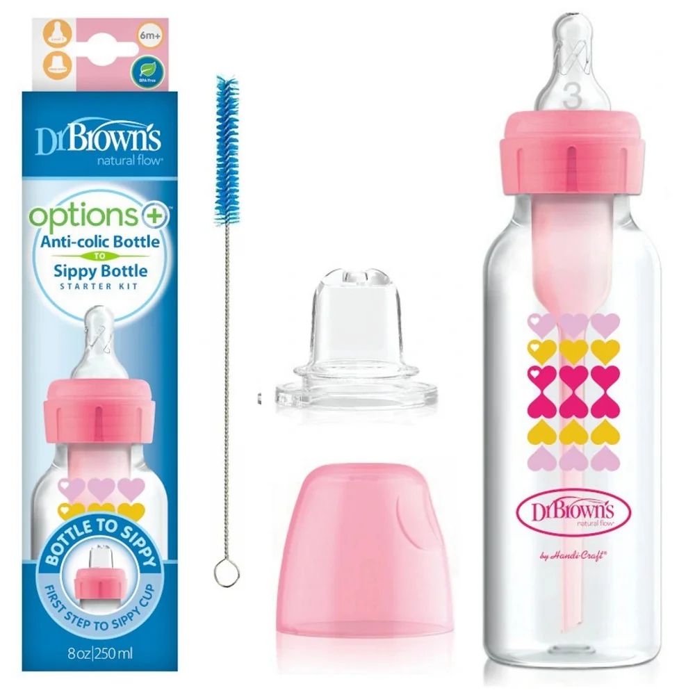 DR.BROWNS FLASA 2V1RUZOVA S NAUSTKOM 1×1 ks, 250 ml fľaša
