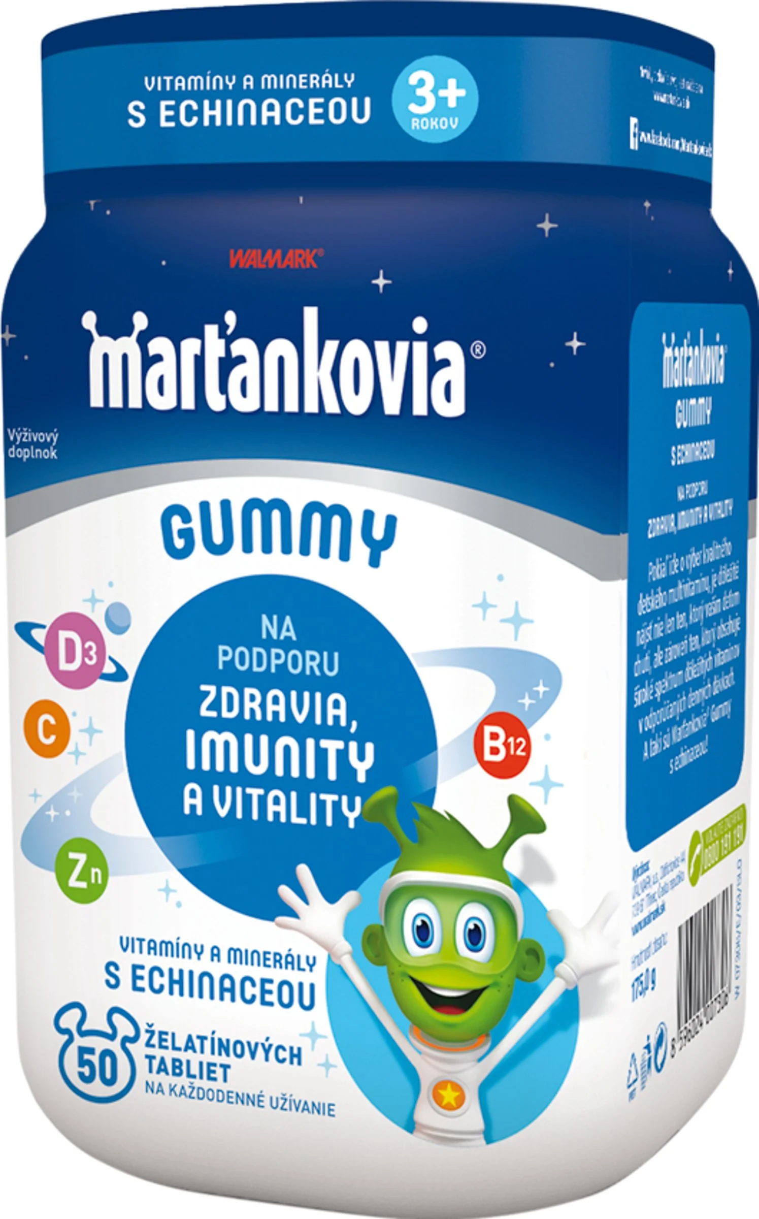 WALMARK Marťankovia Gummy Vitamíny s Echinaceou 1×50 ks, príchuť jahoda a čerešňa