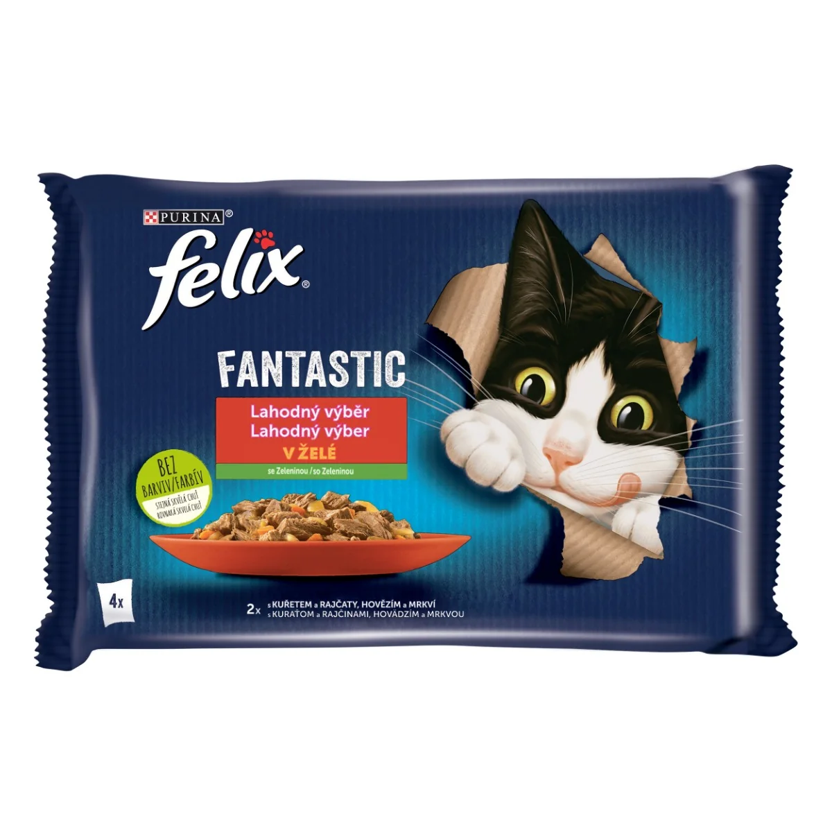 Felix Fantastic DUO kapsičky pre mačky kura, hovädzie 4×85 g 4×85 g, kapsičky pre mačky