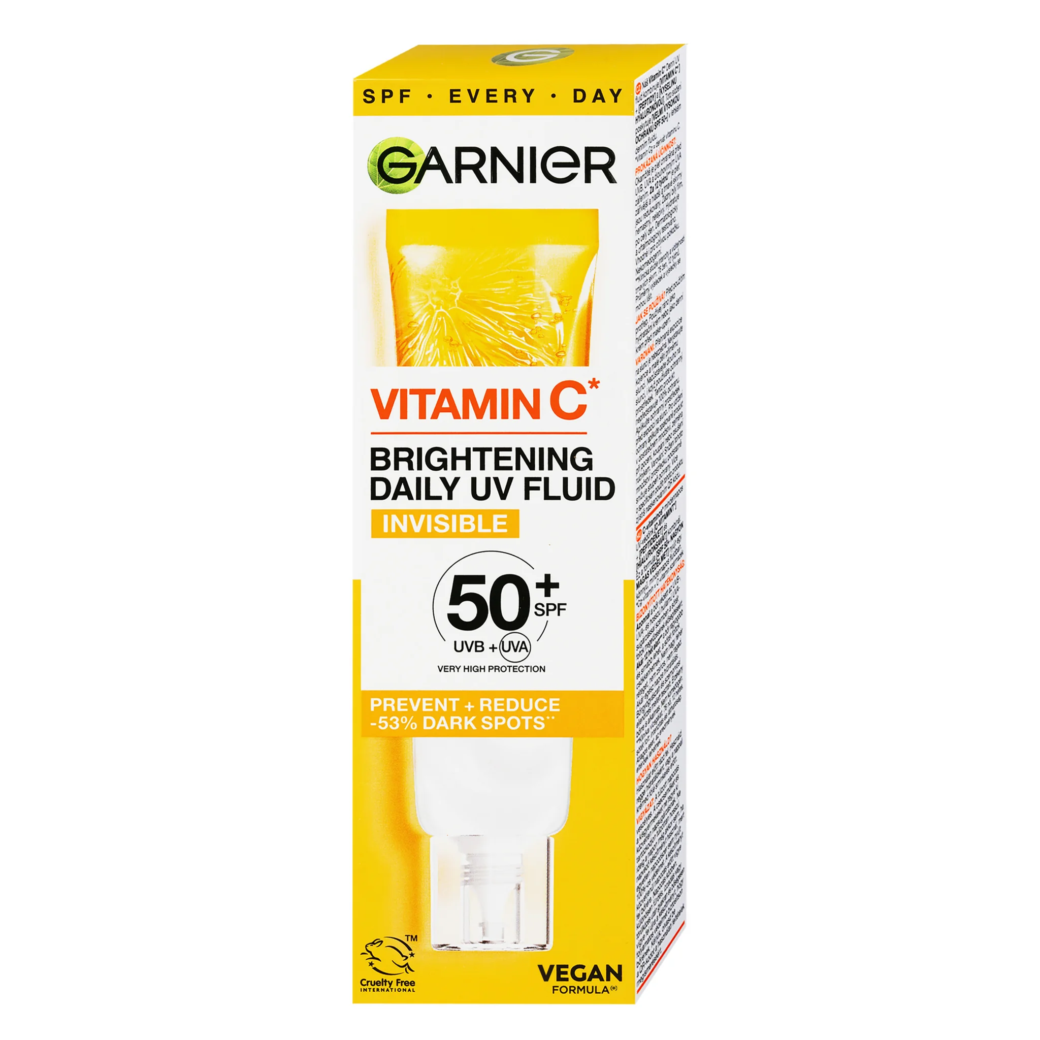 Garnier Skin Naturals Vitamin C denný rozjasňujúci UV fluid SPF 50+ invisible 1×40 ml, rozjasňujúci UV fluid