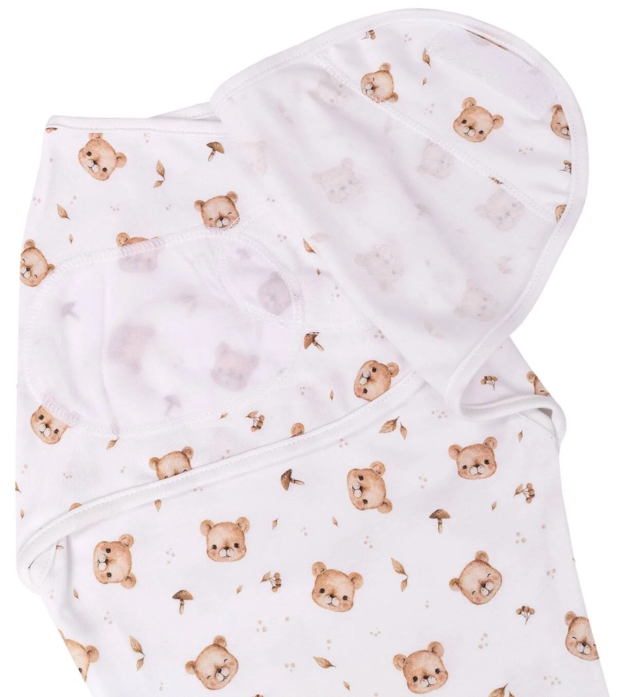 Bavlnený zavinovací vak, zavinovačka Baby Nellys, Bear, biela s potlačou