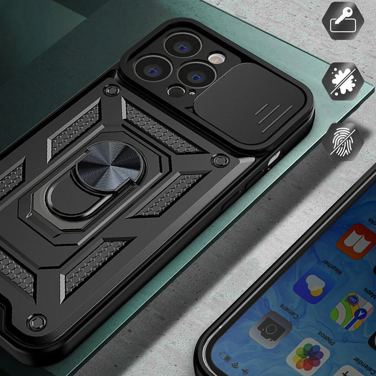 Hybrid Armor Camshield pre Huawei Nova Y90 - Čierna
