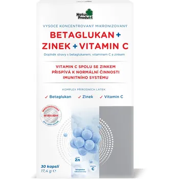 Naturprodukt Betaglukán + Zinok + Vitamín C 1×30 cps, výživový doplnok