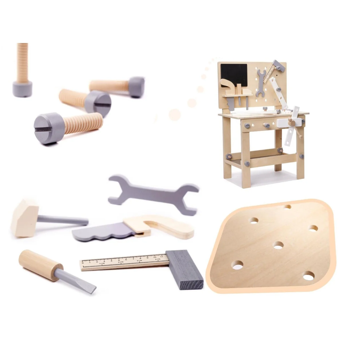 Sada detský stolík s náradím drevený TOOLS WB6281