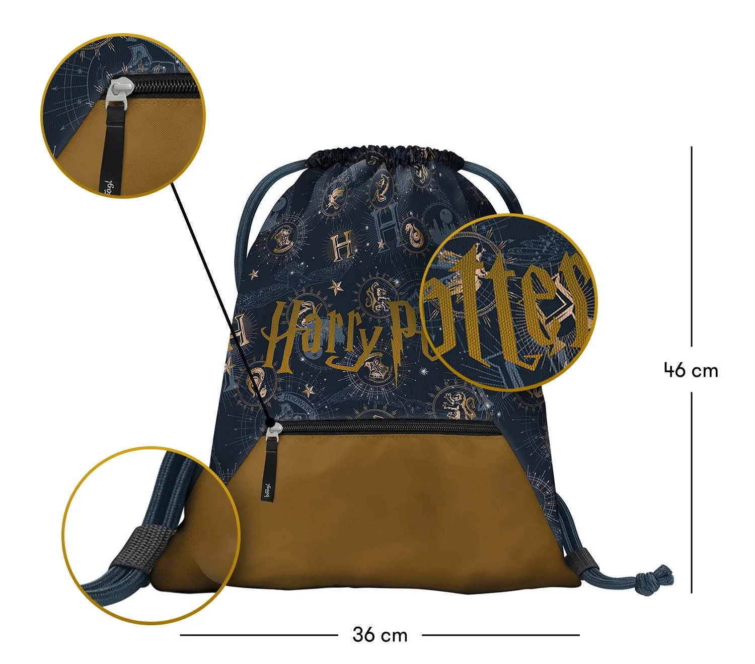Vrecko s vreckom Harry Potter Rokfort čierne, textilné