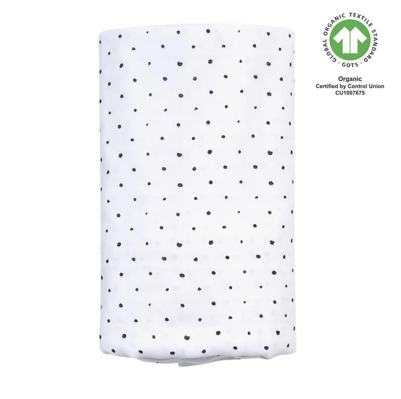 MOTHERHOOD Plienka mušelínová BIO XXL Black Dots 130x130cm 1×1 ks, mušelínová plienka