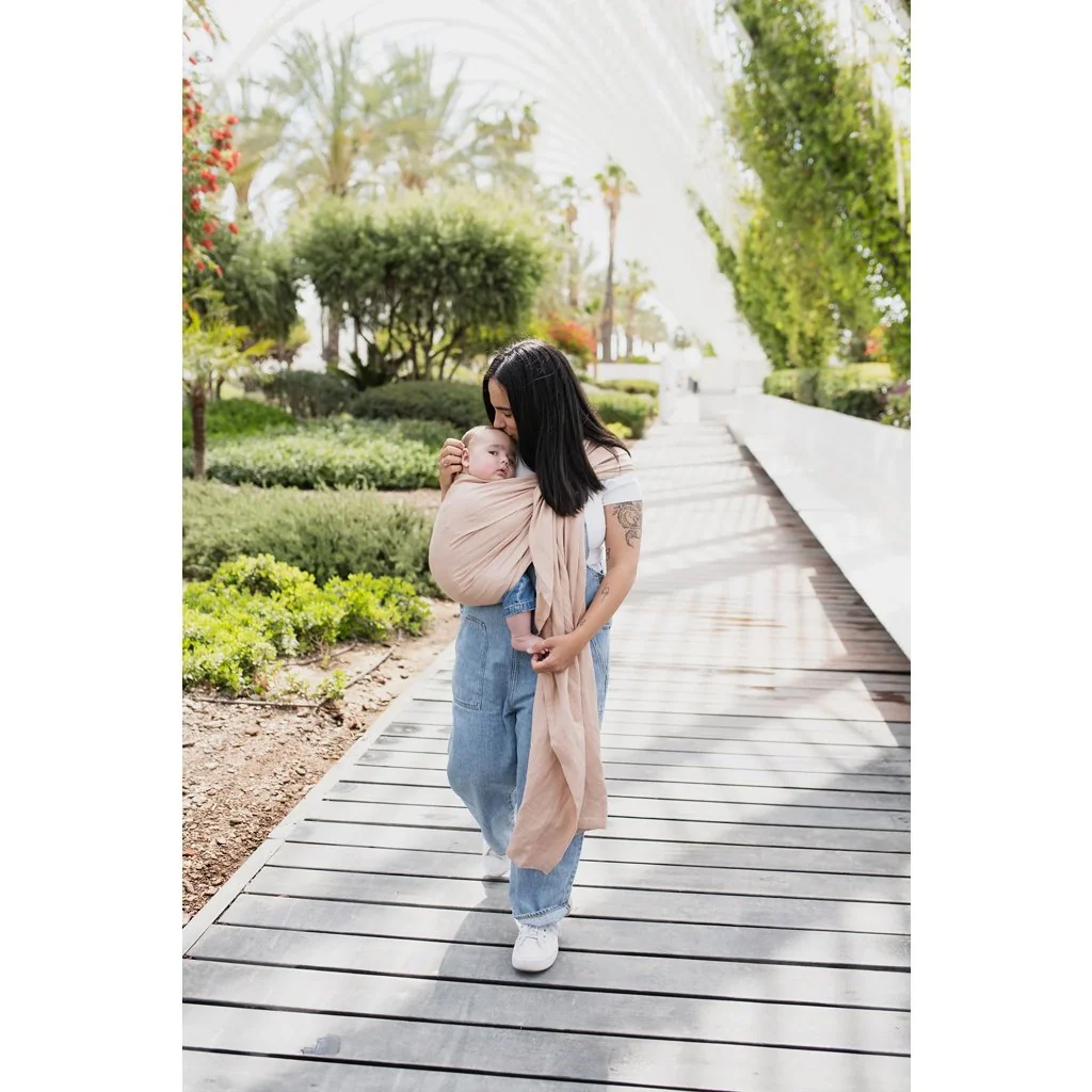 Boba Ring Sling krúžková šatka ľan/bambus, púdrovo ružová