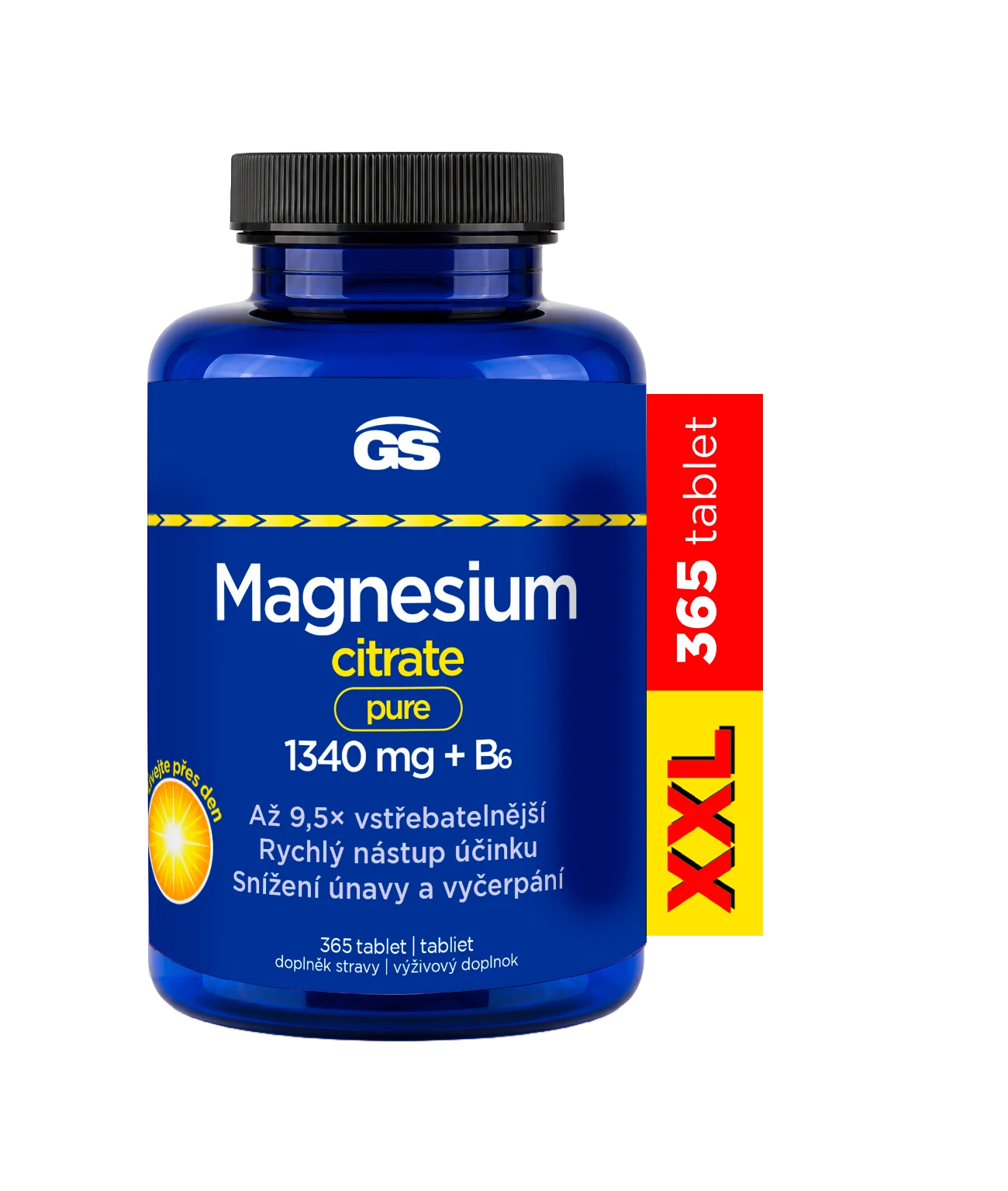 GS Magnesium citrate pure 1340 mg  +B6, XXL tbl. 365 365 tbl