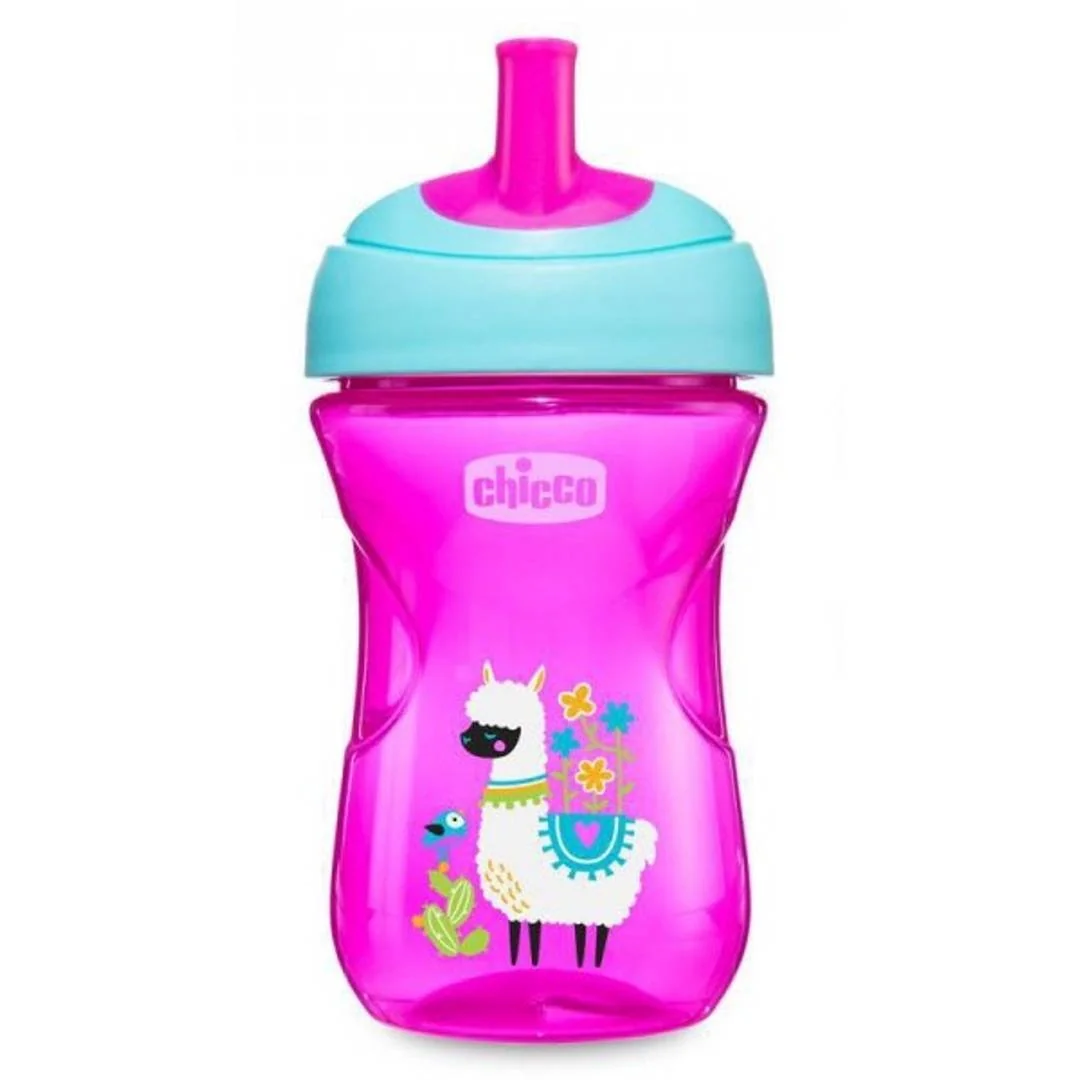 CHICCO 9US netečúci pohárik s náustkom v tvare slamky od 12mesiacov, ružový 266ml