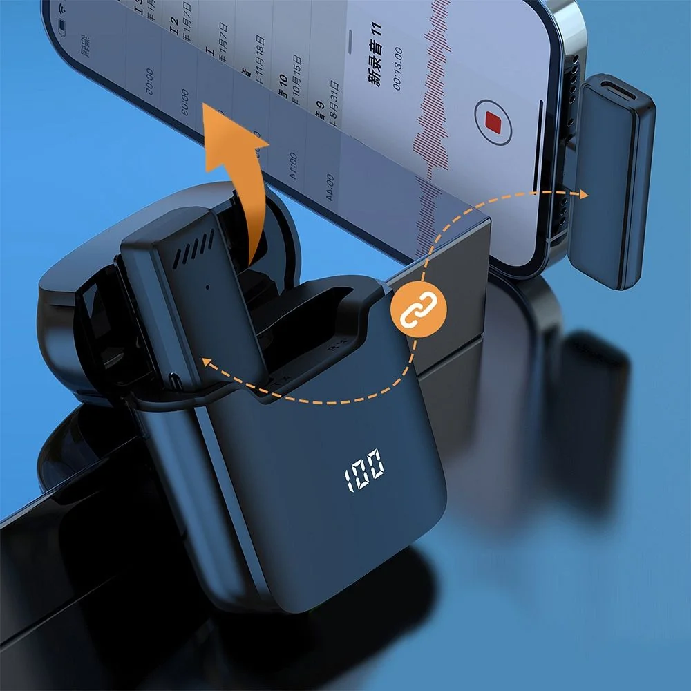 MG S11 bezdrôtový lavalier mikrofón USB-C + nabíjacie puzdro, čierny