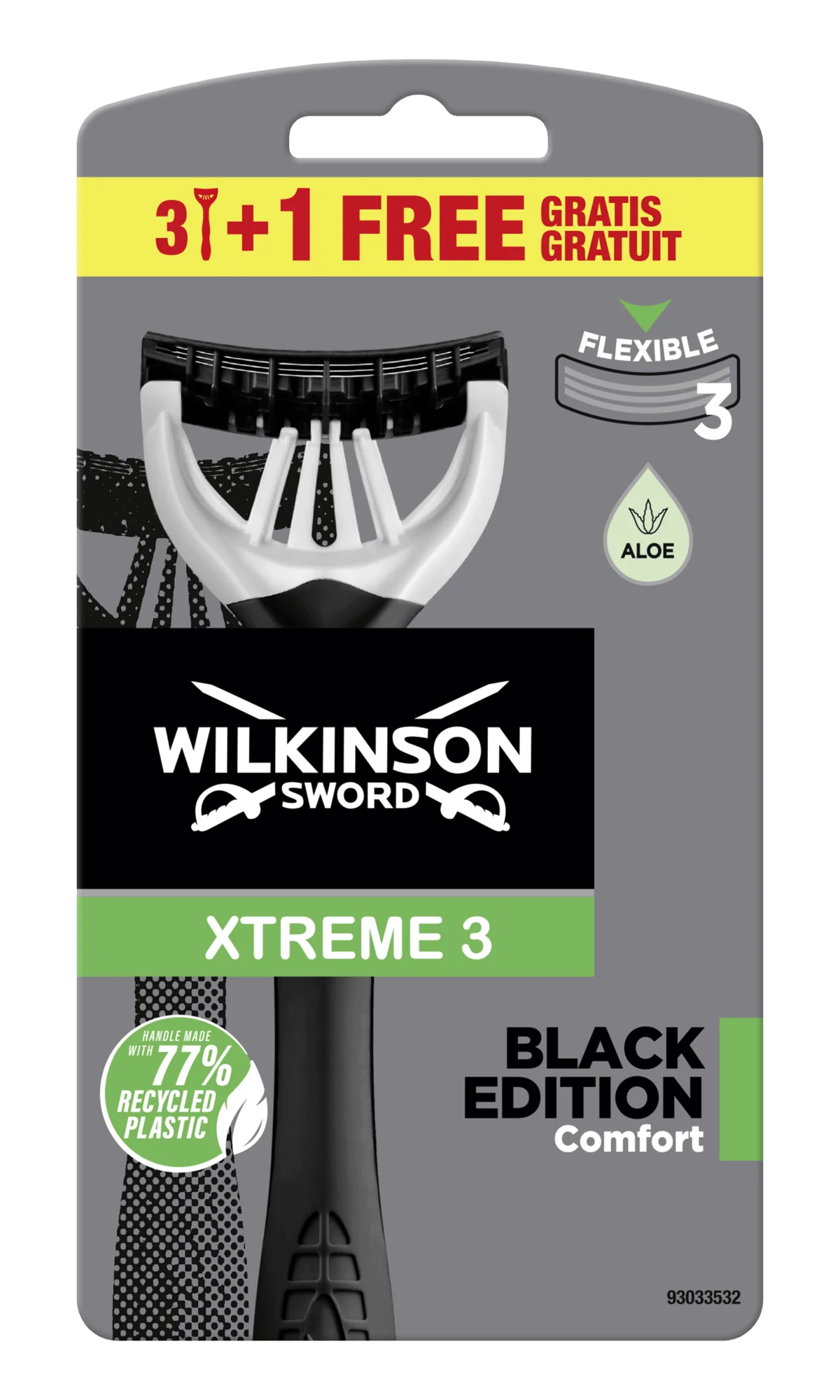 7008722W Wilkinson Xtreme 3 Black Edition holiaci strojček (3+1 ks)