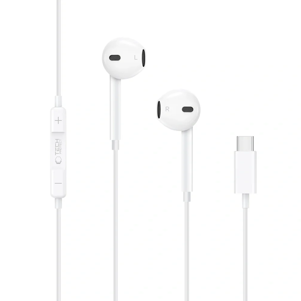 Tech-Protect Ultraboost slúchadlá do uší USB-C, biele