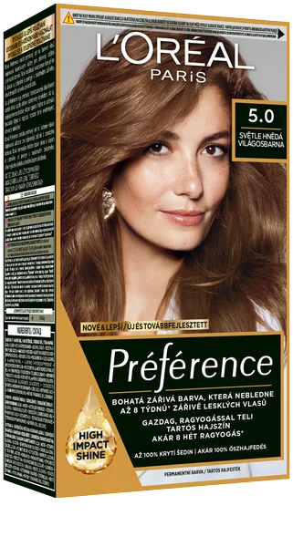 L'Oréal Paris Préférence 5.0 Svetlá hnedá 1×174 ml, farba na vlasy