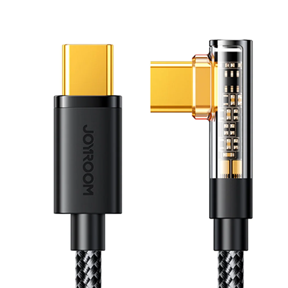 Joyroom Right Angle kábel USB-C / USB-C 100W 1.2m, čierny