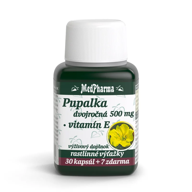 MedPharma PUPALKA DVOJROČNÁ 500MG, VITAMÍN E 1×37 cps, výživový doplnok