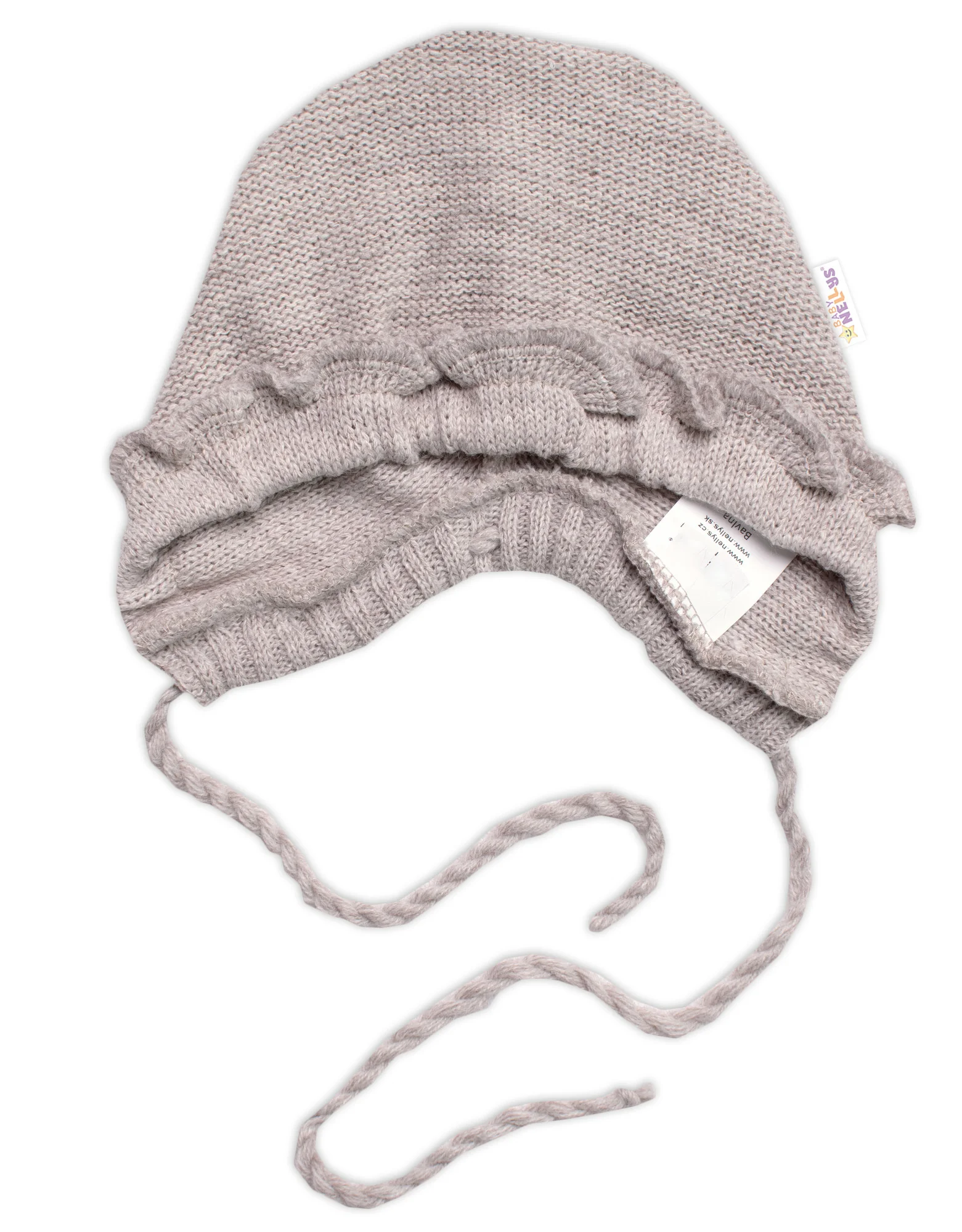 Pletená čiapočka na zaväzovanie bonetka Girl, Hand Made Baby Nellys, bežová