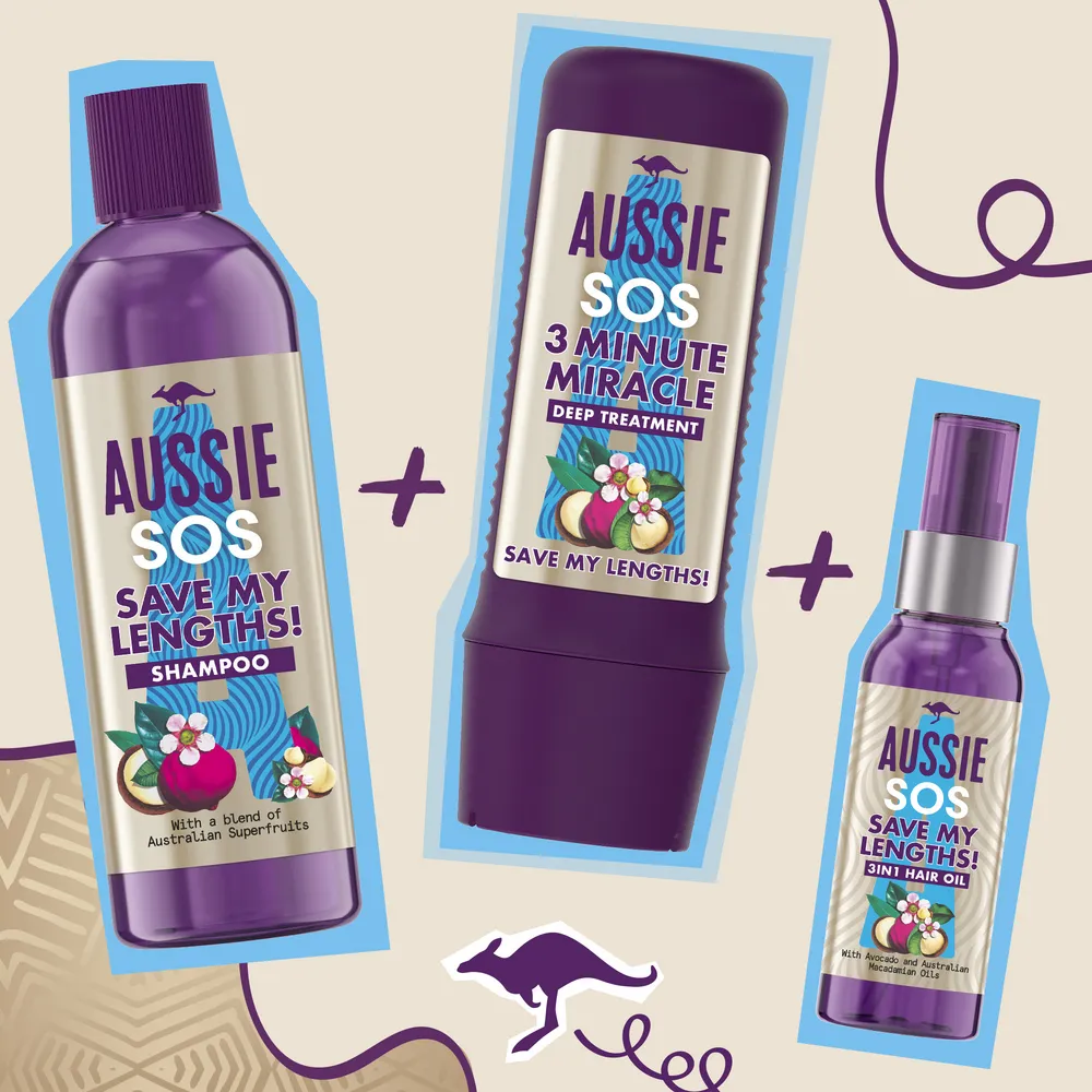 Aussie SOS Save My Lengths! Šampón Na Poškodené Vlasy 1×290ml, šampón na poškodené vlasy