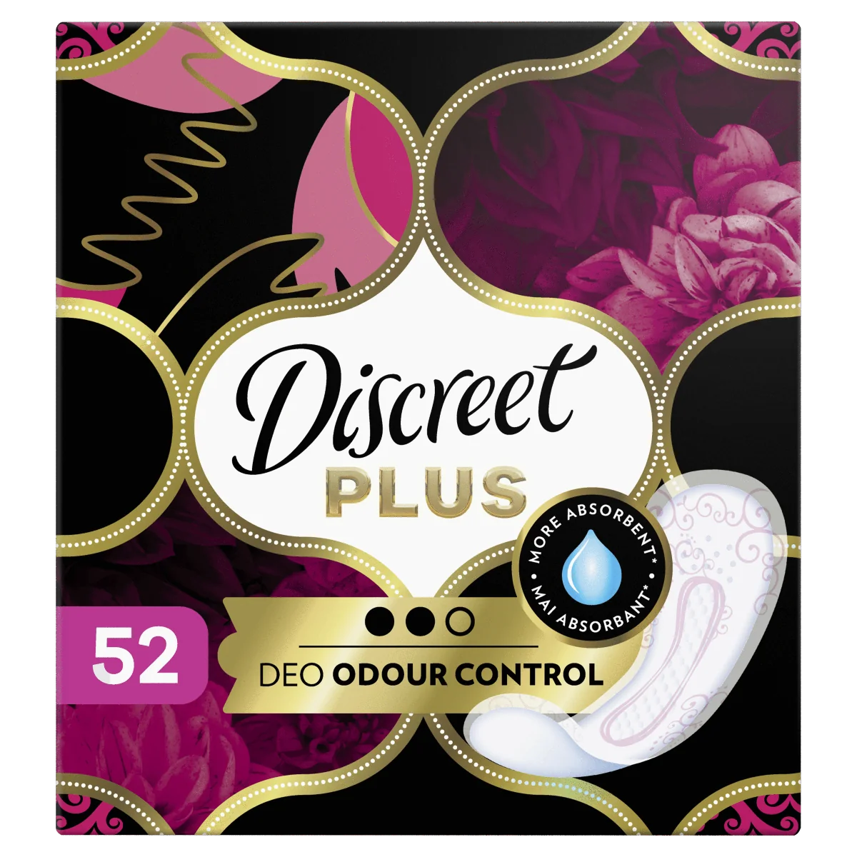 Intímky Discreet Priedušný materiál Odour Control Plus 1×52ks, vložky