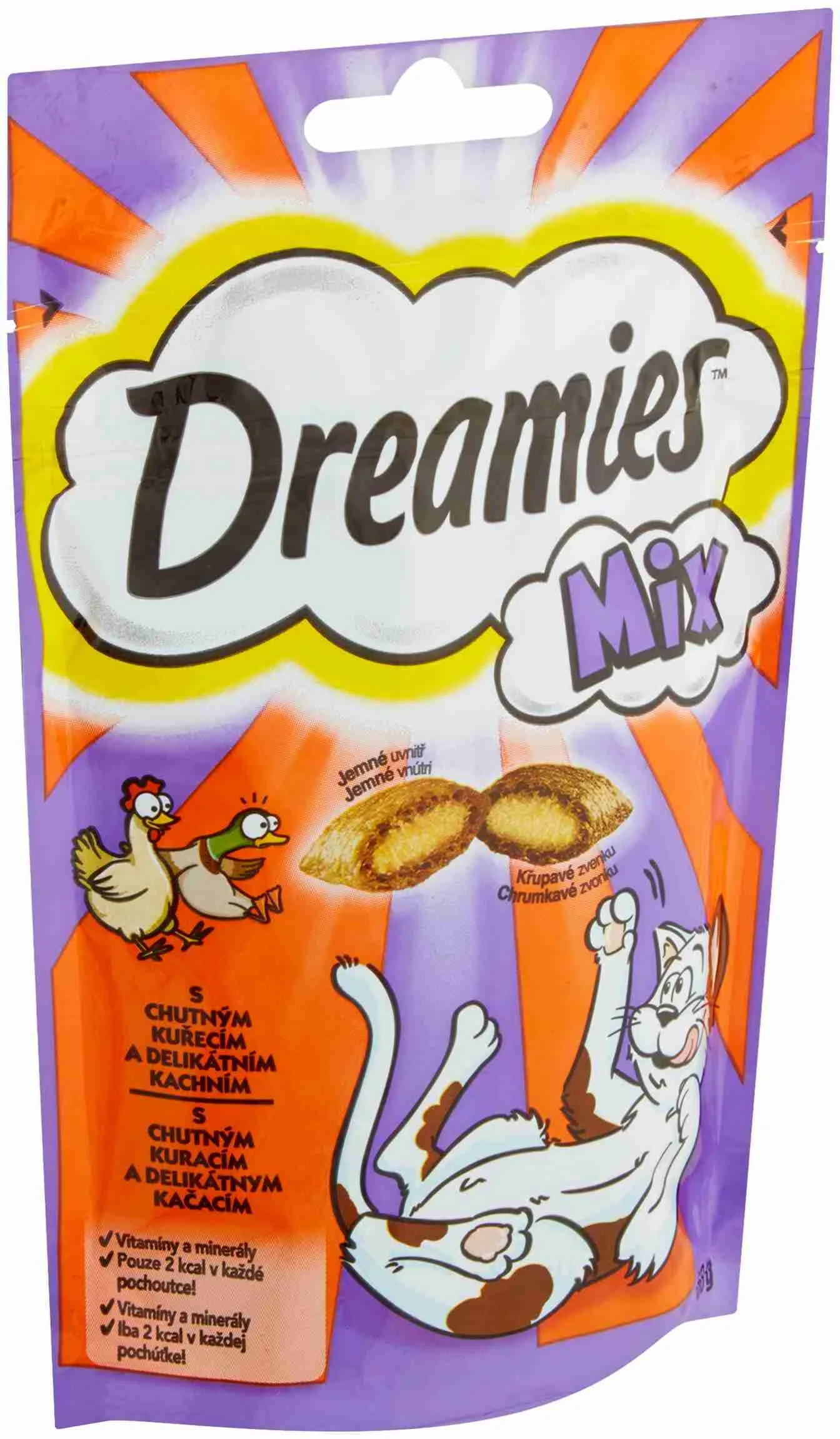 DREAMIES chrumkavá pochúťka s kuracím mäsom a kačkou 1×60g, krmivo s kuračím a kačkou