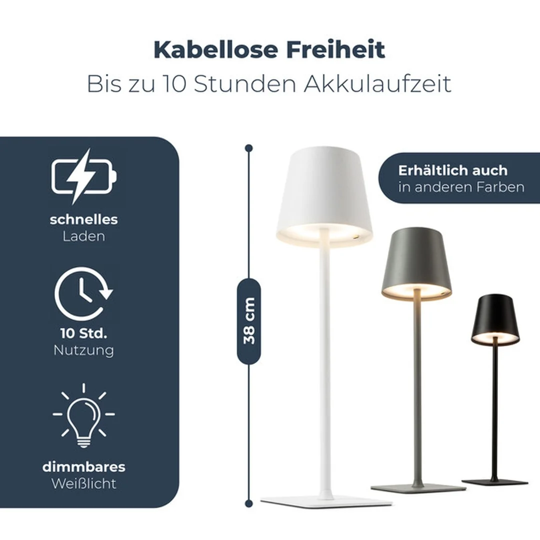 Classbach TL 4025 LED dobíjacia stolová lampa, biela, USB‑C, RGB, IPX