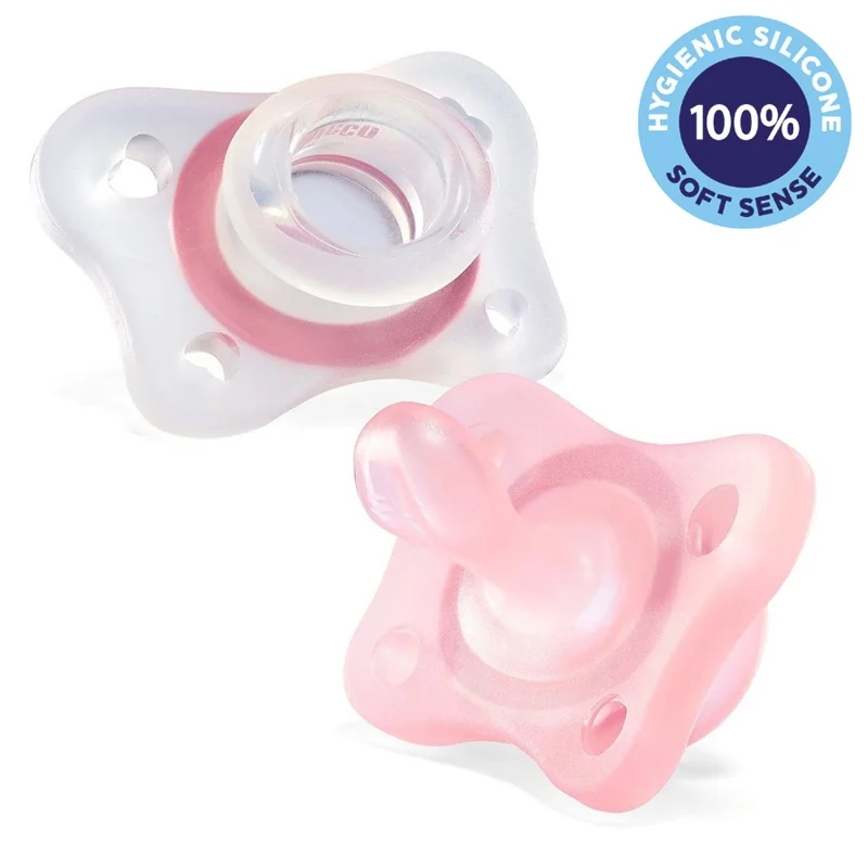 CHICCO Cumlík celosilikónový Physio Mini Soft 1×2 ks, pre dievča, 2-6m