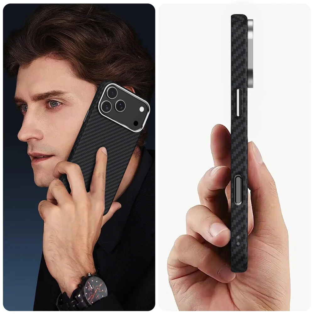 Tech-Protect Ion Carbon MagSafe kryt na iPhone 17 Pro Max, čierny/strieborný eborný