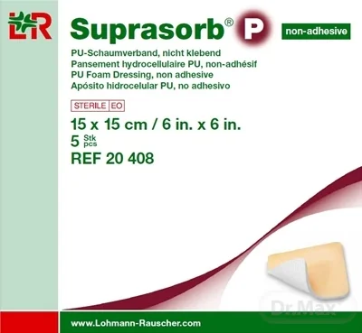 SUPRASORB P PU KRYTIE NA RANY nelepiace penové polyuretánové(15x15 cm) 1x5 ks
