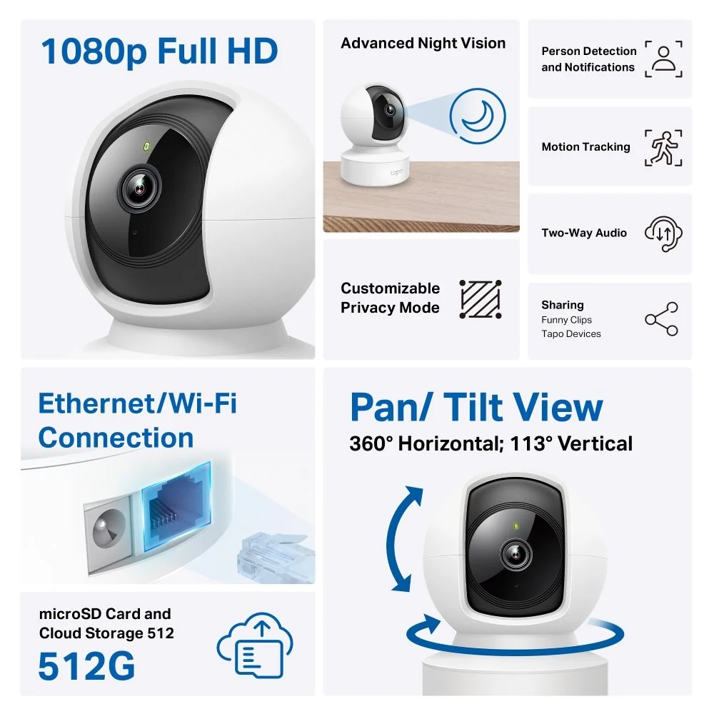 Kamera TP-Link Tapo C202 IP, 2MPx FHD, WiFi, prísvit