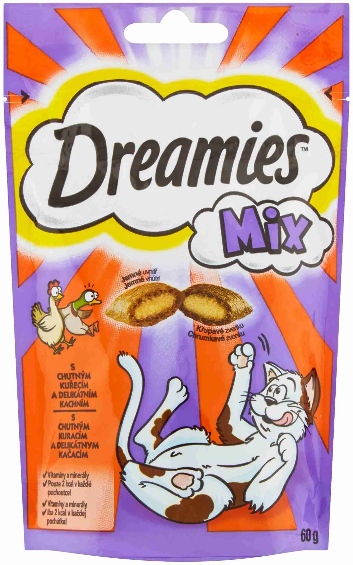 DREAMIES chrumkavá pochúťka s kuracím mäsom a kačkou 1×60g, krmivo s kuračím a kačkou