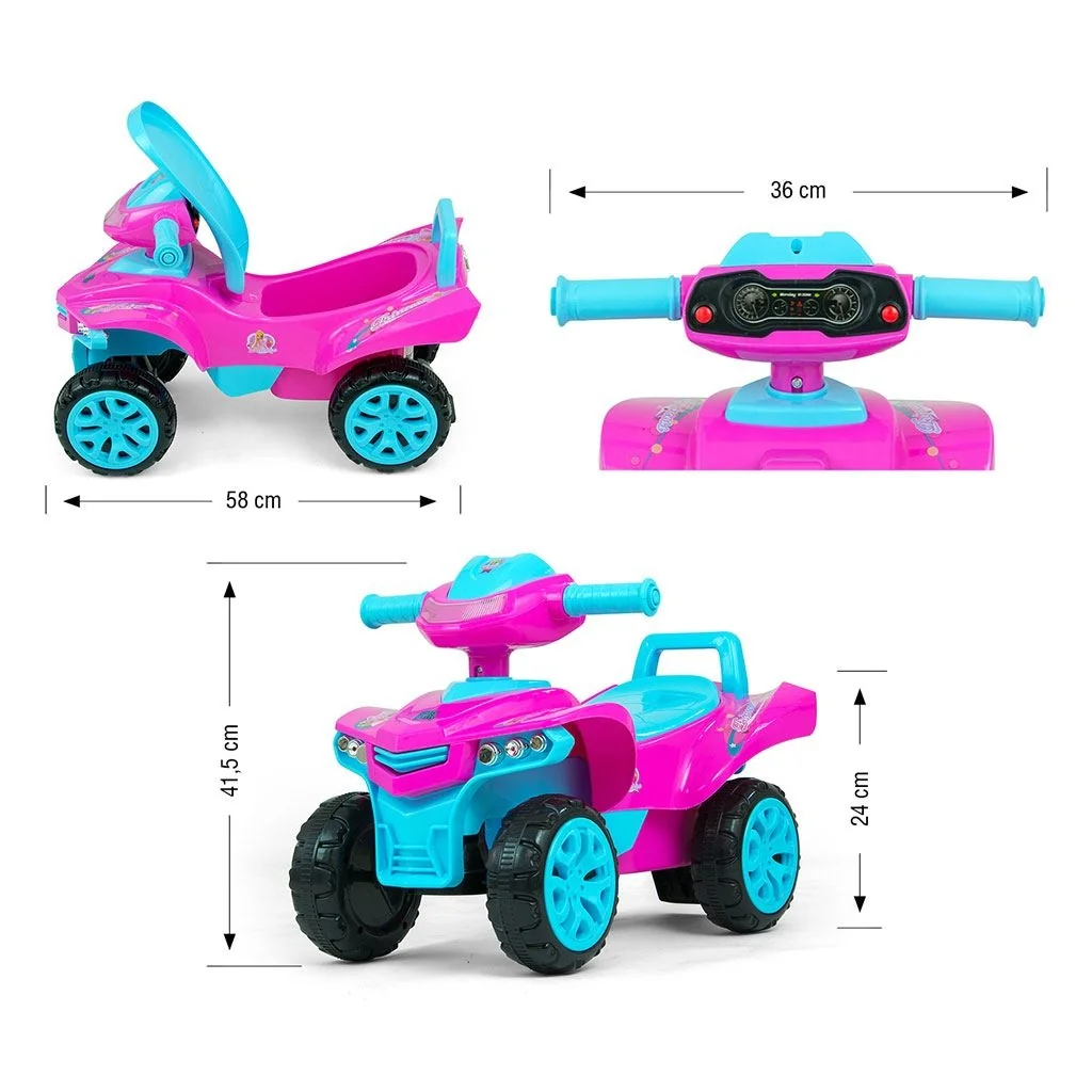 Detské odrážadlo so zvukom Štvorkolka Milly Mally Monster Pink ,