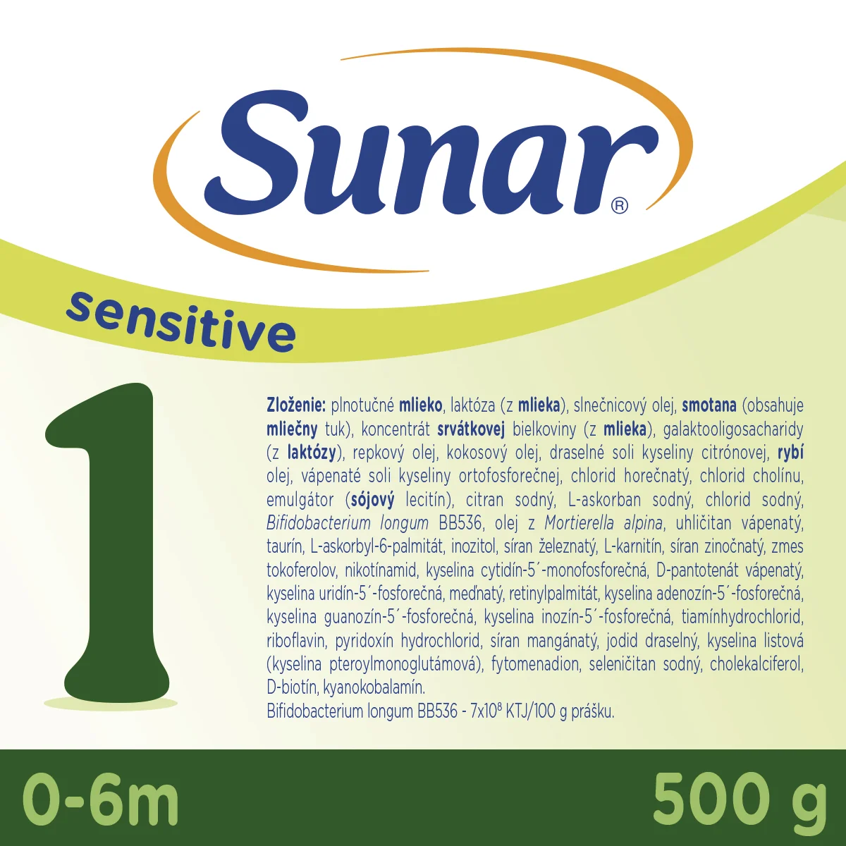Sunar Sensitive 1,  počiatočné dojčenské mlieko 500 g 1 x 500 g, dojčenská výživa pre dojčatá od narodenia
