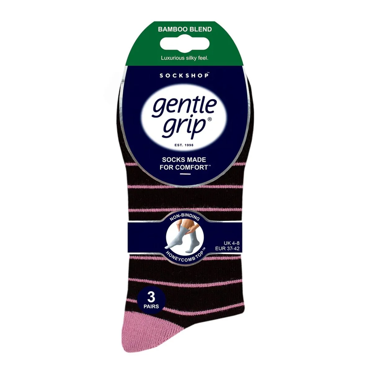Dámske módne 3 páry Gentle Grip Bambus ponožky MINIMAL STRIPE Veľkosť ponožiek 37-42