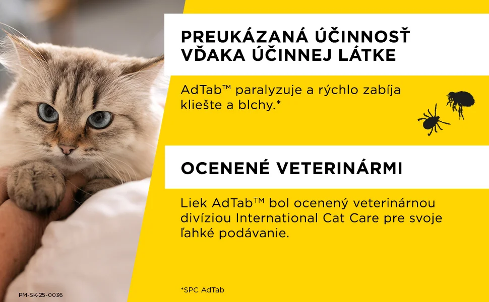 AdTab žuvacie tablety pre mačky 48 mg, hmotnosť mačky > 2,0-8,0 kg 1 tbl