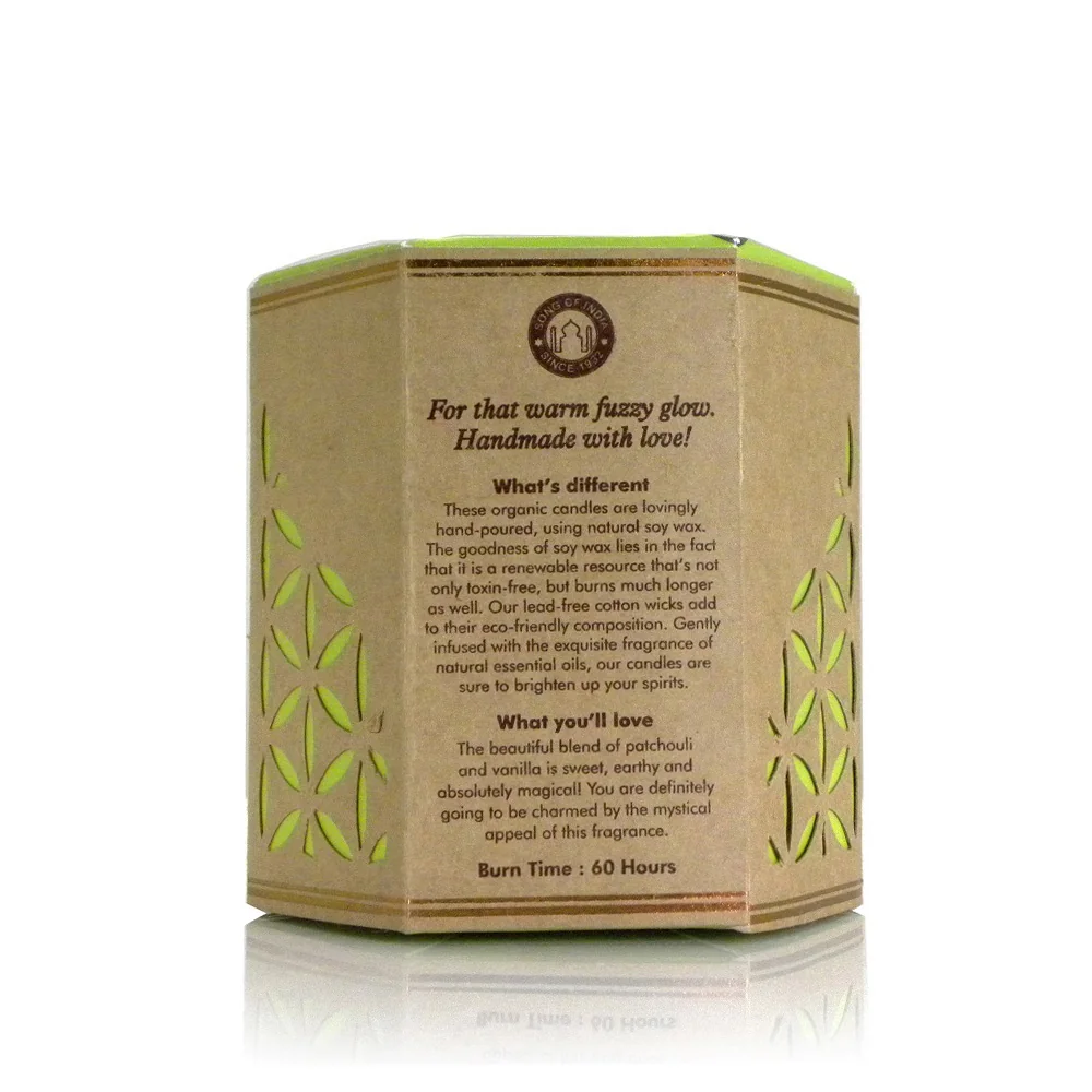 Organická vonná sviečka s viečkom v skle Patchouli Vanilla, 200 g